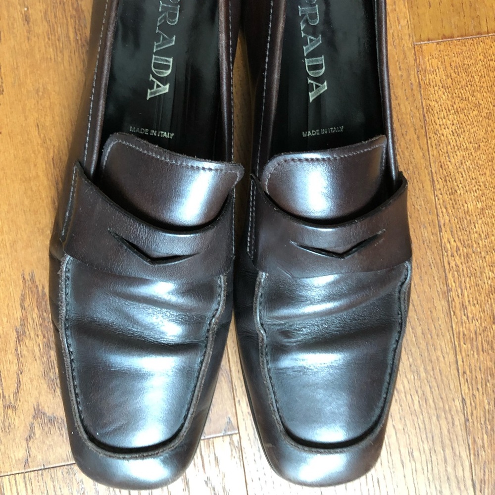 Prada loafers slip on brown